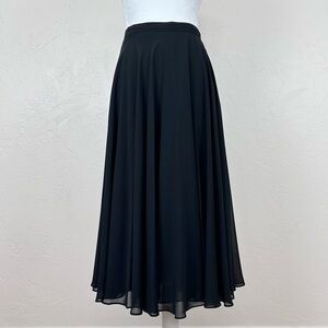 Vintage A.J. Bari by Kay Unger Chiffon Midi Skirt Black 6 S/XS Made in Korea